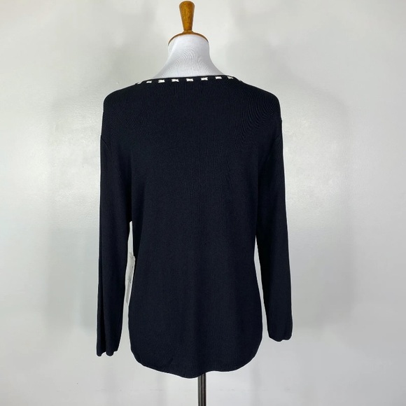 NWT Finity Black Sweater Woven Neckline Sz. XL - Picture 2 of 9